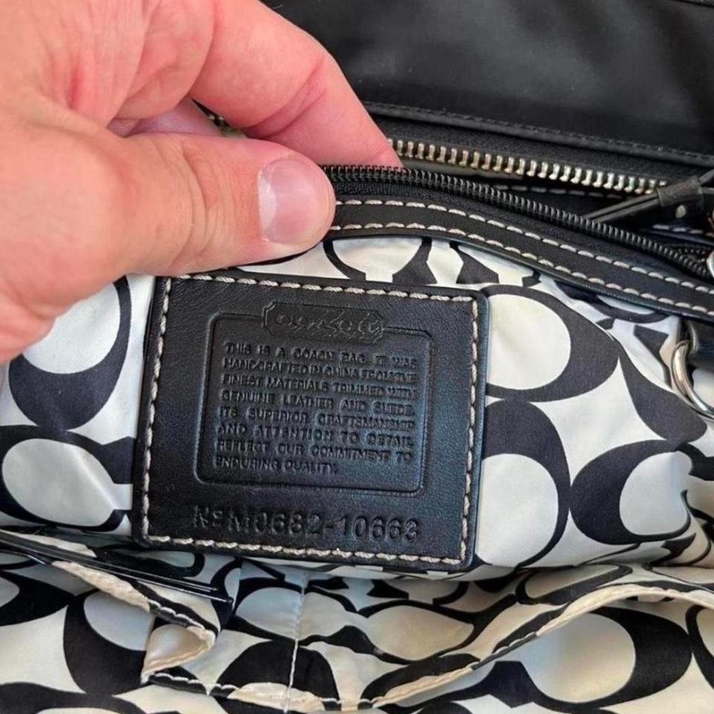 Vintage Coach Hampton Satin Tote Small Purse Handbag Black M0682-10663 - Picture 5 of 8